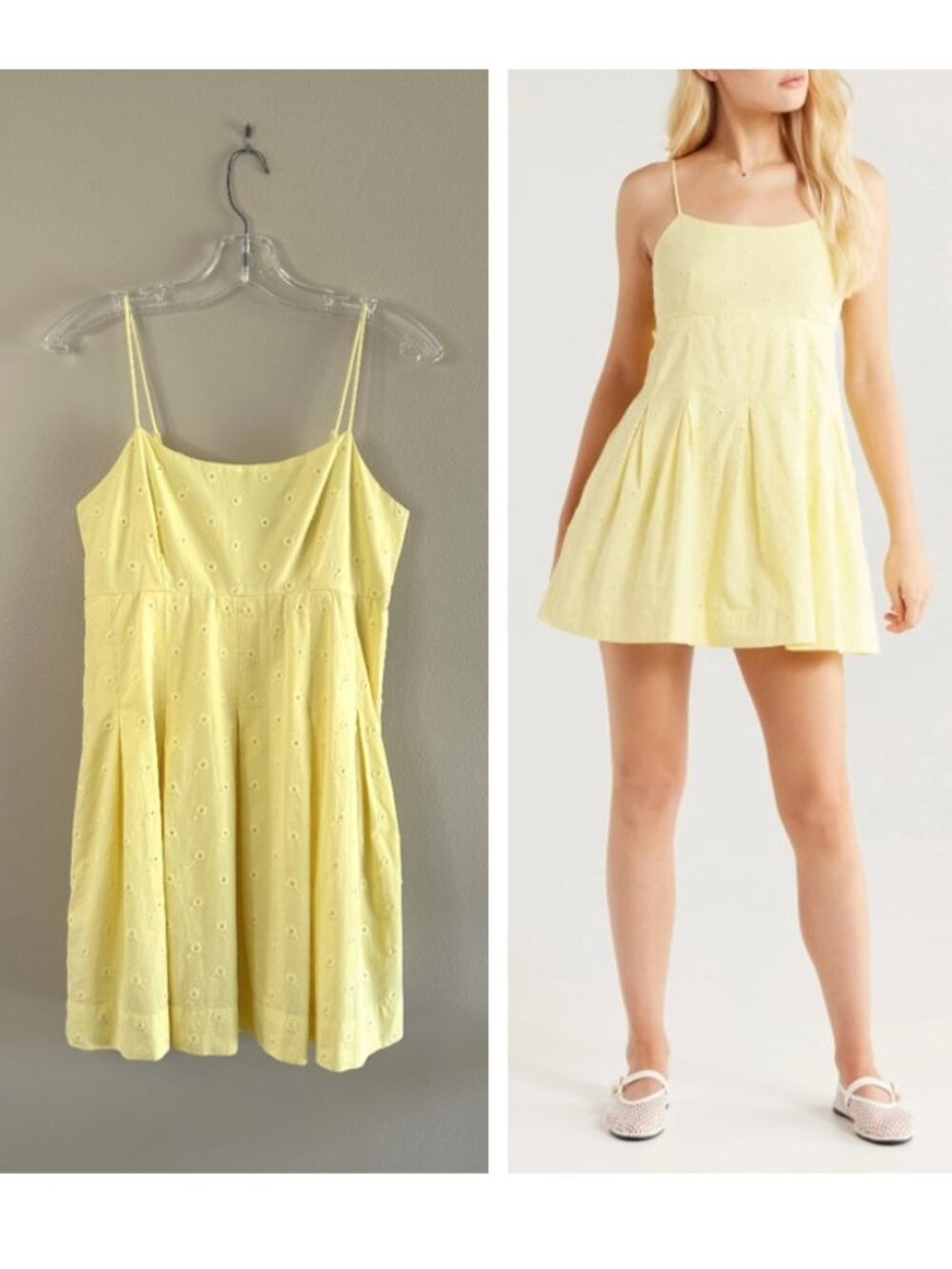 Damson Madder Iris Embroidered Mini Dress, 10, Butter Yellow Cottagecore